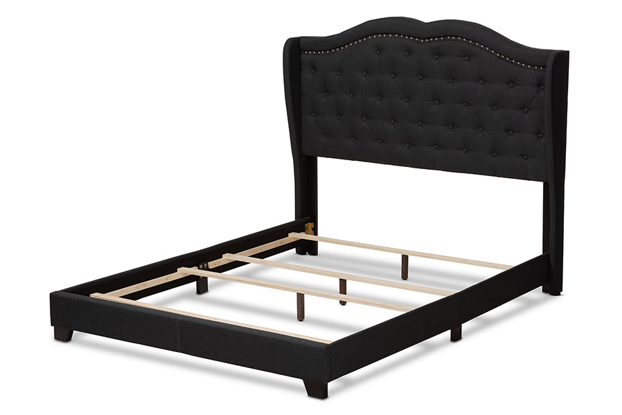 Baxton Studio Aden Modern and Contemporary Charcoal Grey Fabric Upholstered King Size Bed