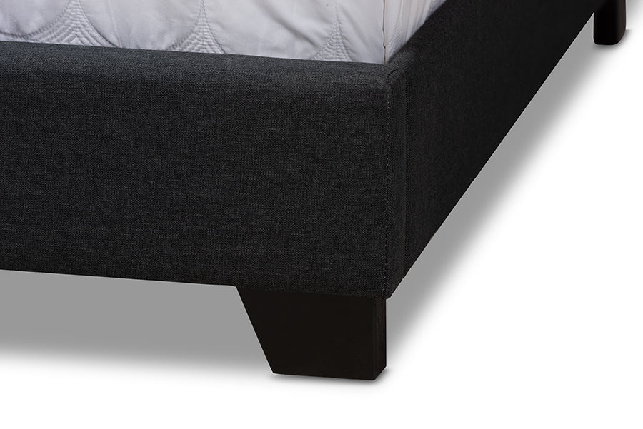 Baxton Studio Aden Modern and Contemporary Charcoal Grey Fabric Upholstered King Size Bed