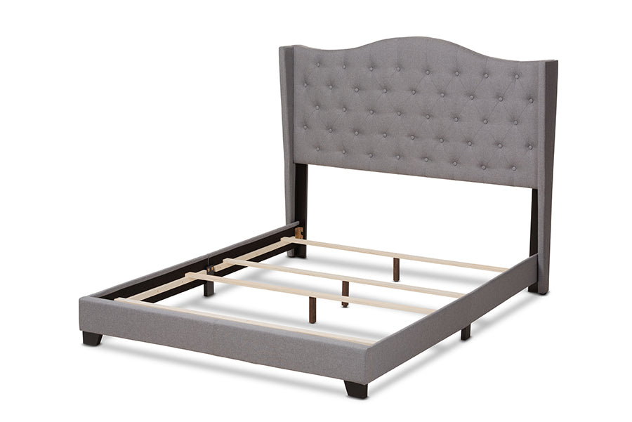 Baxton Studio Alesha Modern and Contemporary Grey Fabric Upholstered King Size Bed
