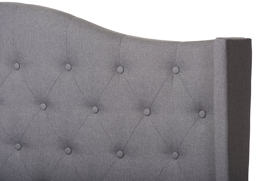 Baxton Studio Alesha Modern and Contemporary Grey Fabric Upholstered King Size Bed