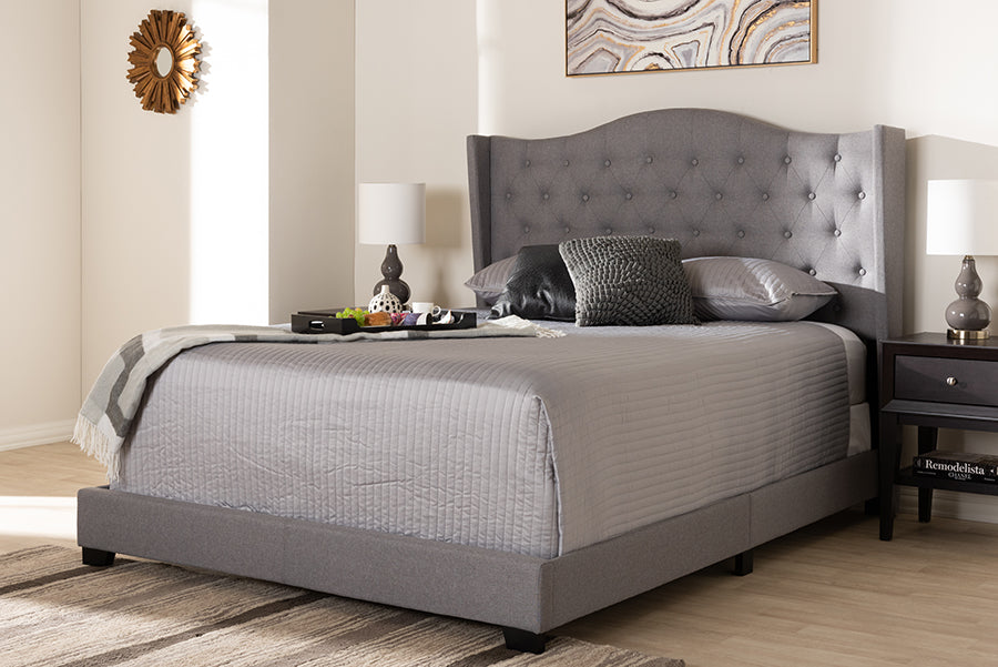 Baxton Studio Alesha Modern and Contemporary Grey Fabric Upholstered King Size Bed