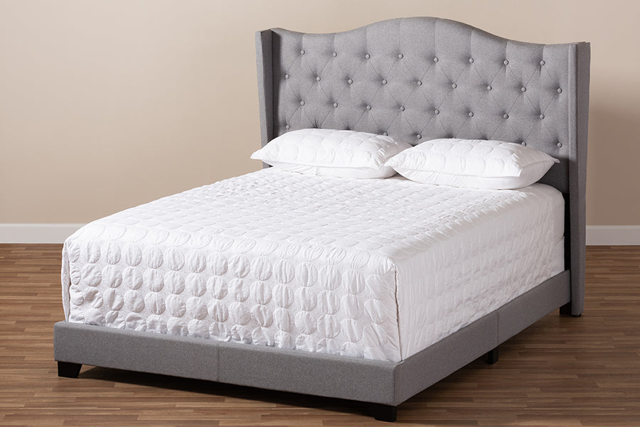 Baxton Studio Alesha Modern and Contemporary Grey Fabric Upholstered King Size Bed