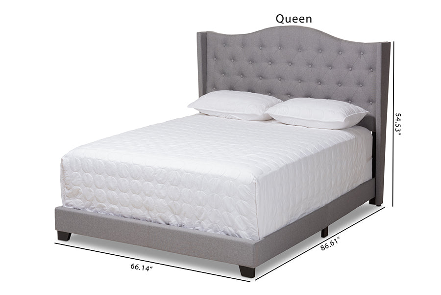 Baxton Studio Alesha Modern and Contemporary Grey Fabric Upholstered King Size Bed