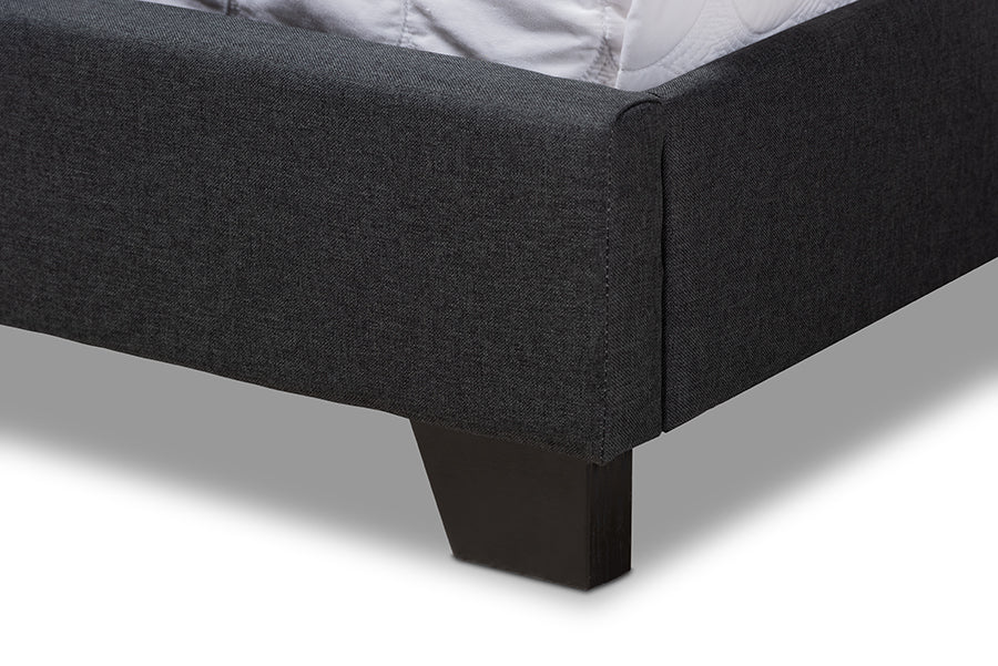 Baxton Studio Alesha Modern and Contemporary Charcoal Grey Fabric Upholstered King Size Bed