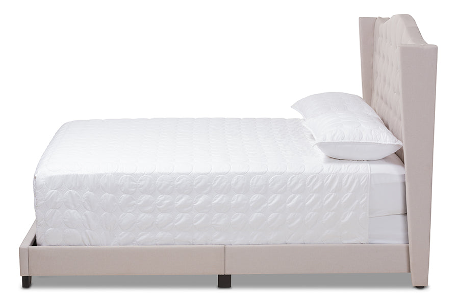 Baxton Studio Alesha Modern and Contemporary Beige Fabric Upholstered King Size Bed