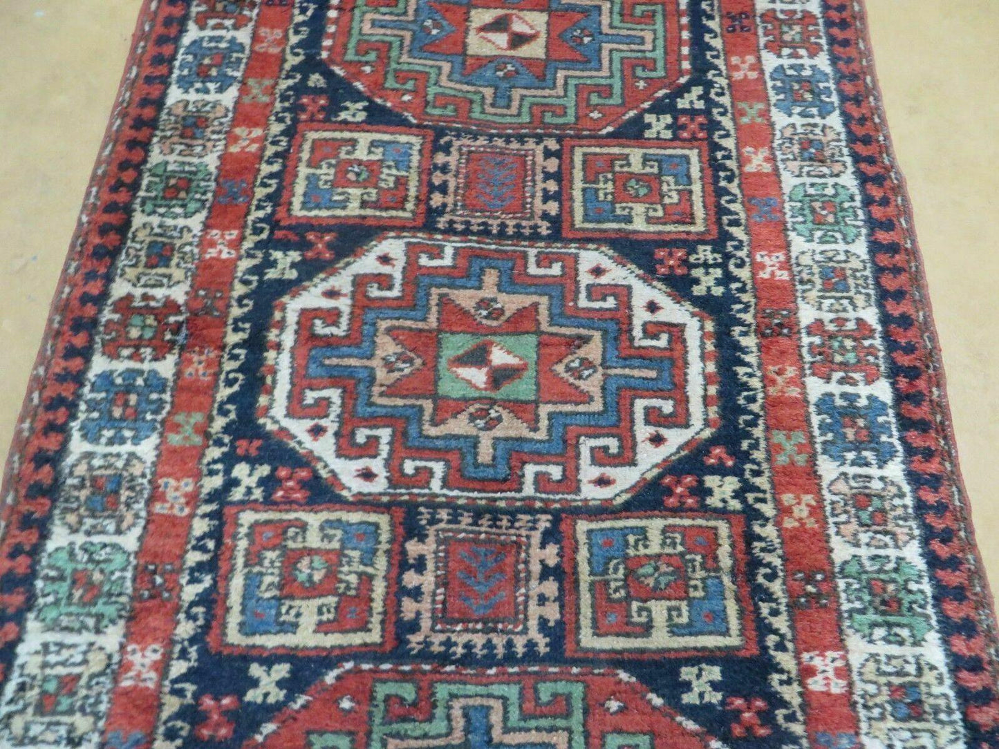 3 '4" X 10' Vintage Handmade Turkish Kazak Caucasian Wool Runner Rug Red Nice