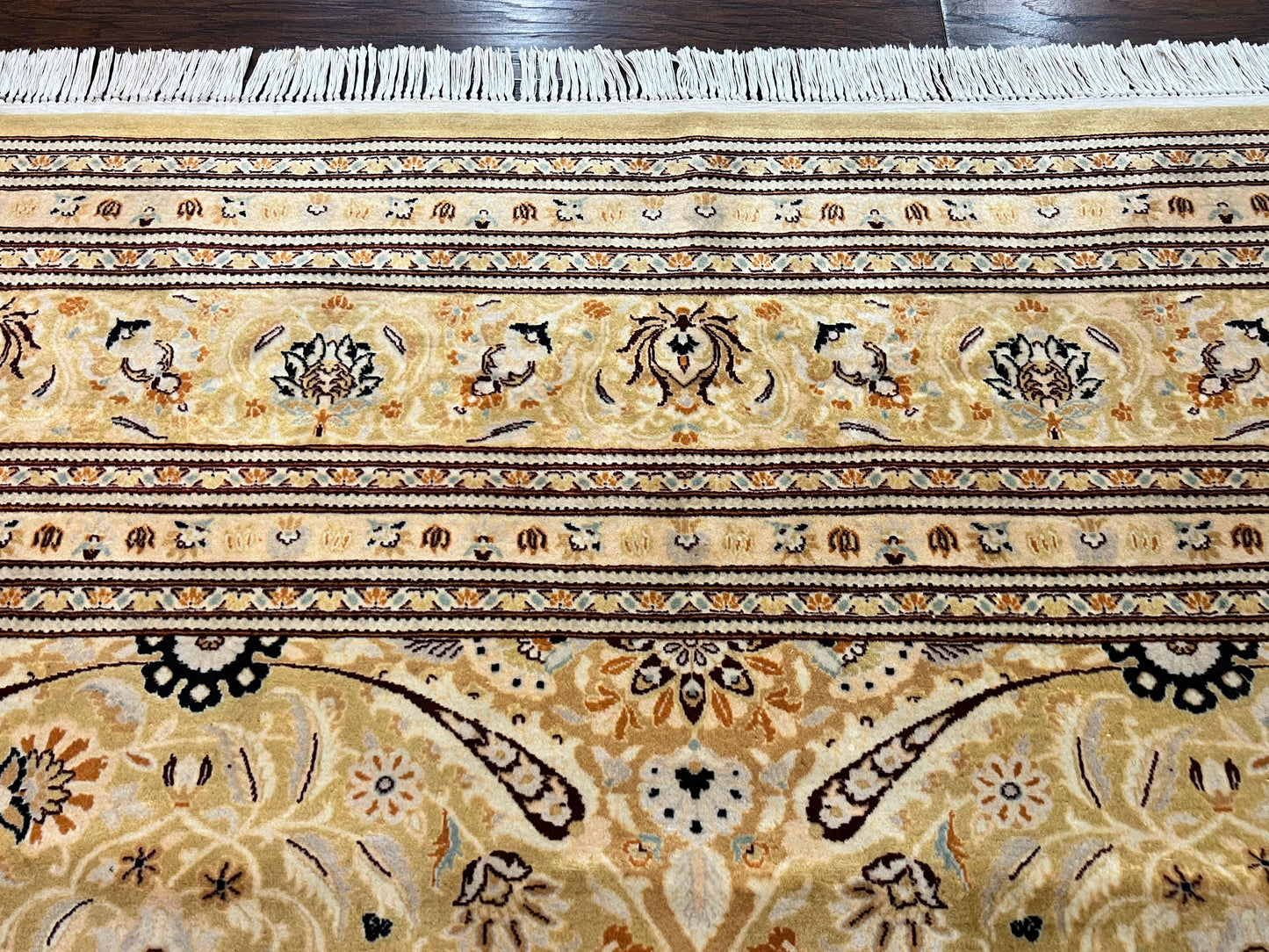 Pak Persian Rug 8x10, Wool Hand Knotted Vintage Carpet, Safavieh Rug, Gold Tan, 270 KPSI