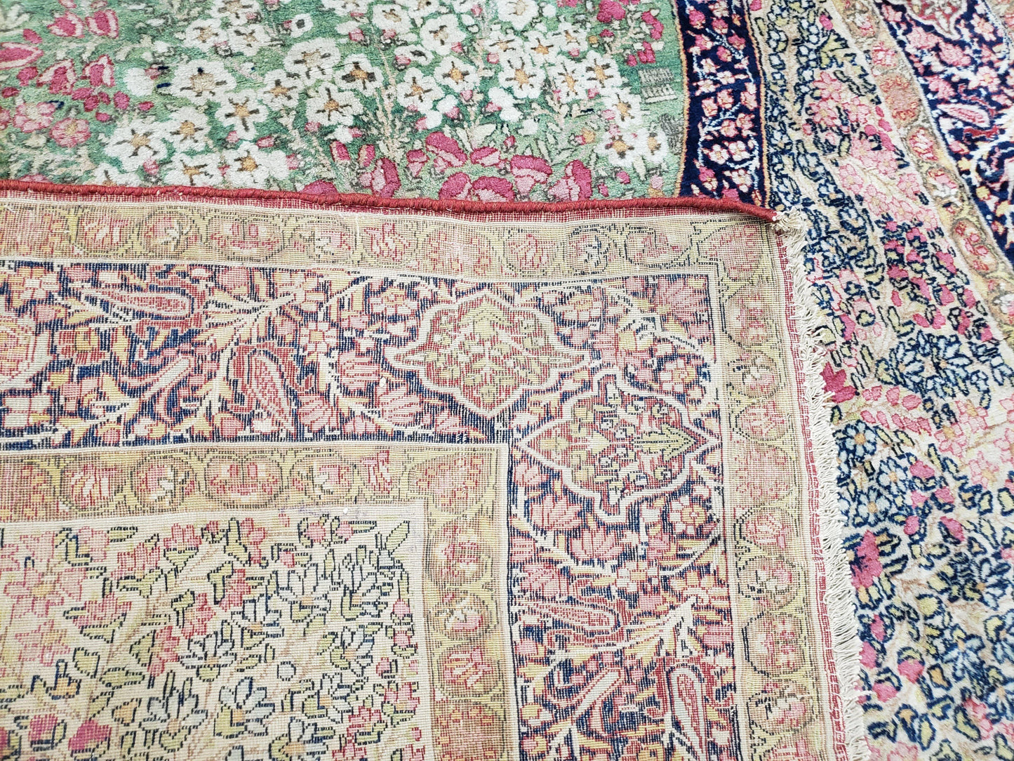 Antique Persian Kerman Lavar Rug 4.4 x 7.5, Highly Collectible Rare, 1880s Rug, Millefleurs, Cows, Wool Hand Knotted, Pictorial