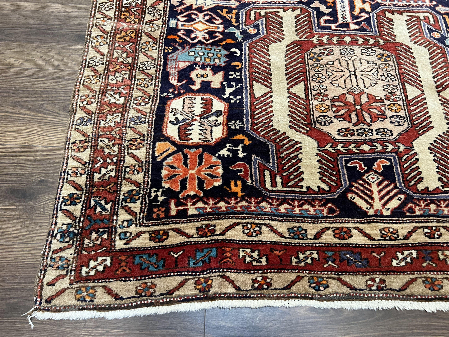 Persian Ardabil Wide Runner Rug 4x10 - Geometric Medallions & Animal Pictorials