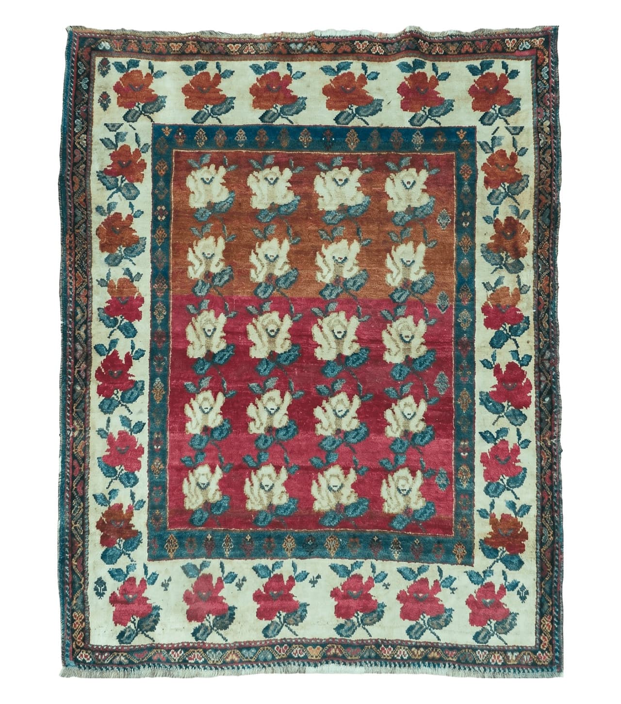 4' X 5' Semi Antique Handmade Fine Turkish Flowers Bouquet Wool Rug Nice