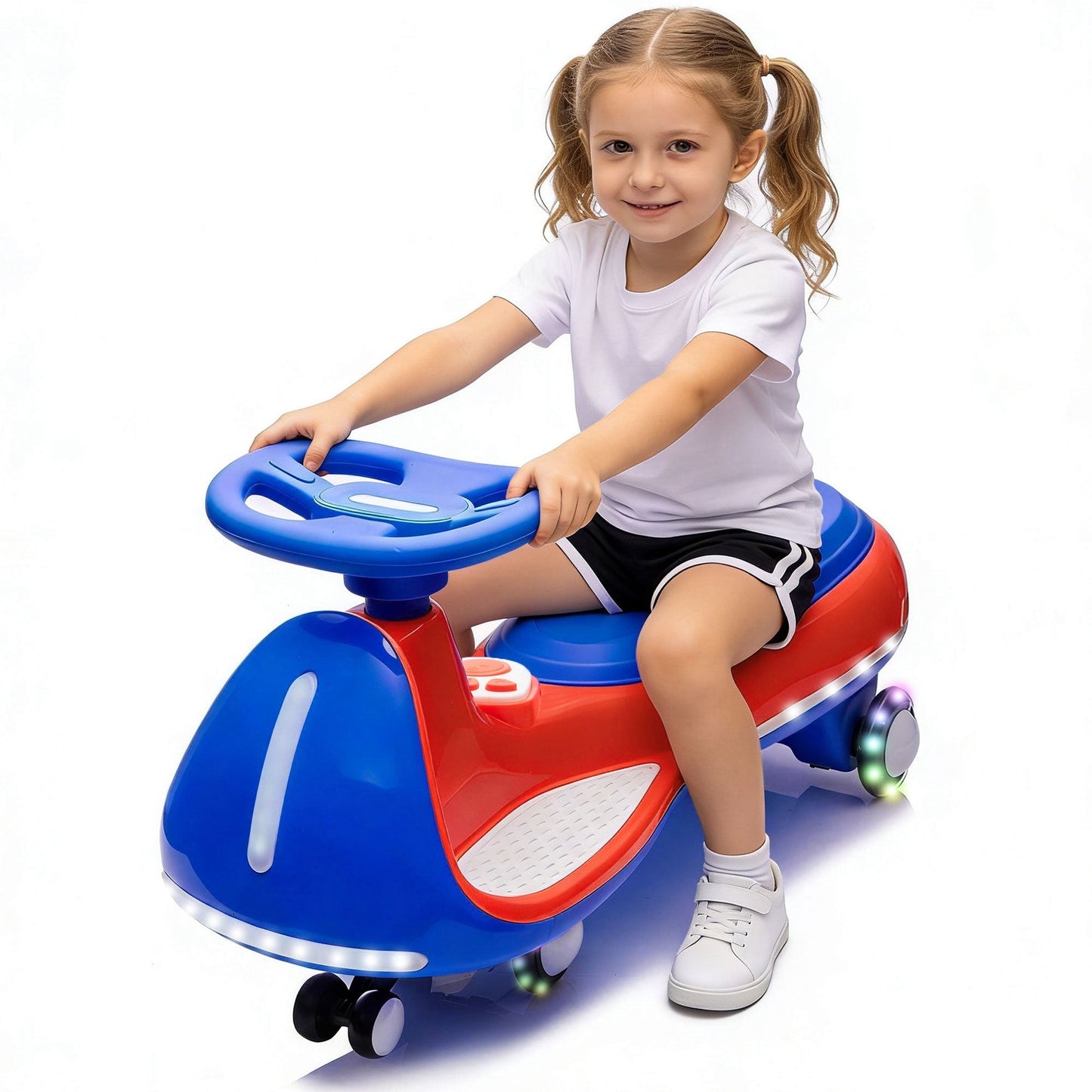 12V Electric Wiggle Ride On Car with Dual Motors & LED Lights