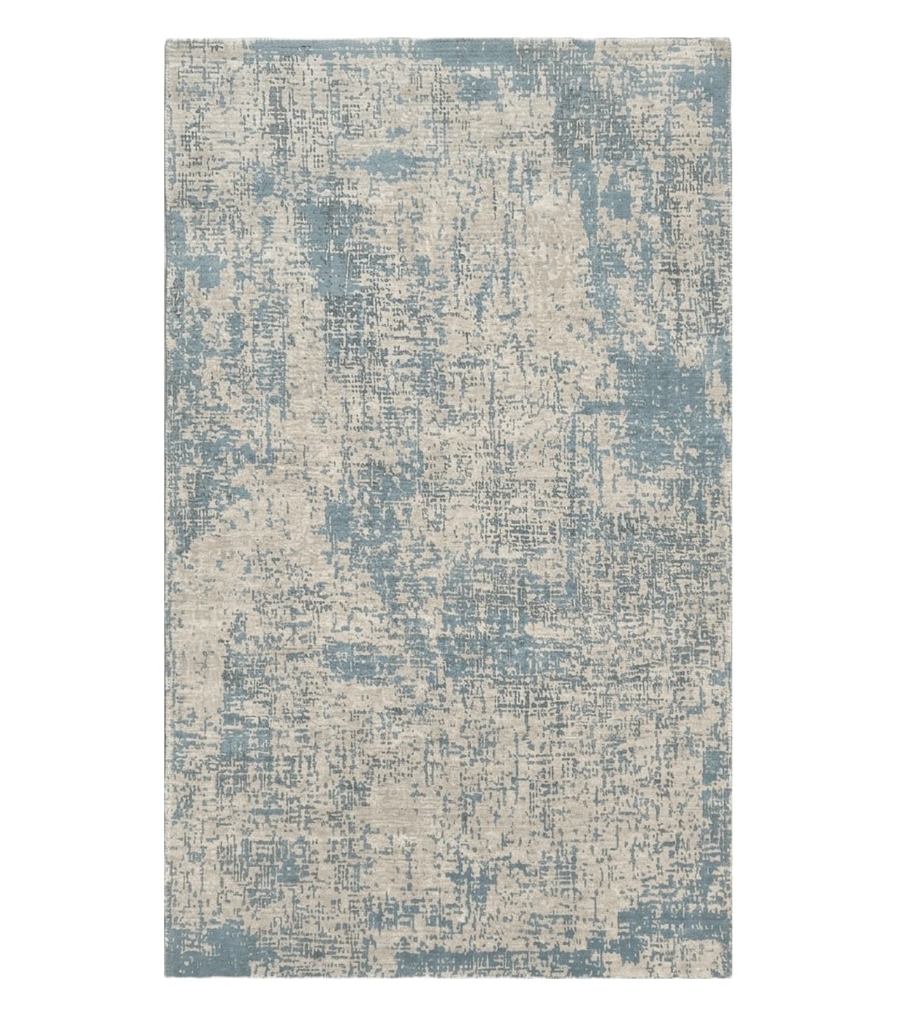Modern Tibetan Rug 5x8 ft Light Blue and Gray Carpet, Contemporary Wool Rug, Handmade Nepali Rug, Raised Pattern, Tibet Area Rug, Nepal Rug