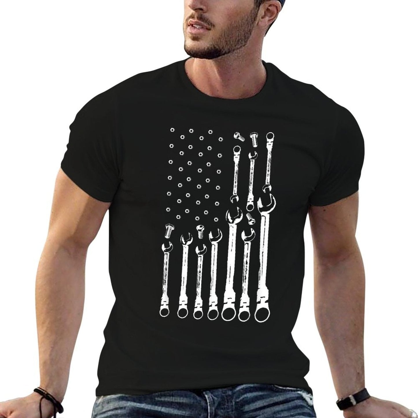 Mechanic Flag American Patriotic Flag Car Mechanic USA Flag T-Shirt