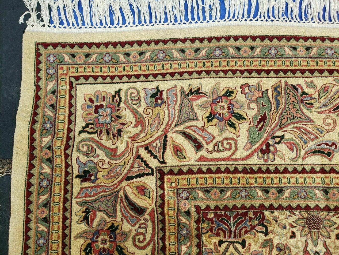 12' X 18' One-of-a-Kind Indian Agra Hand-Knotted Wool Rug Handmade Organic Dyes
