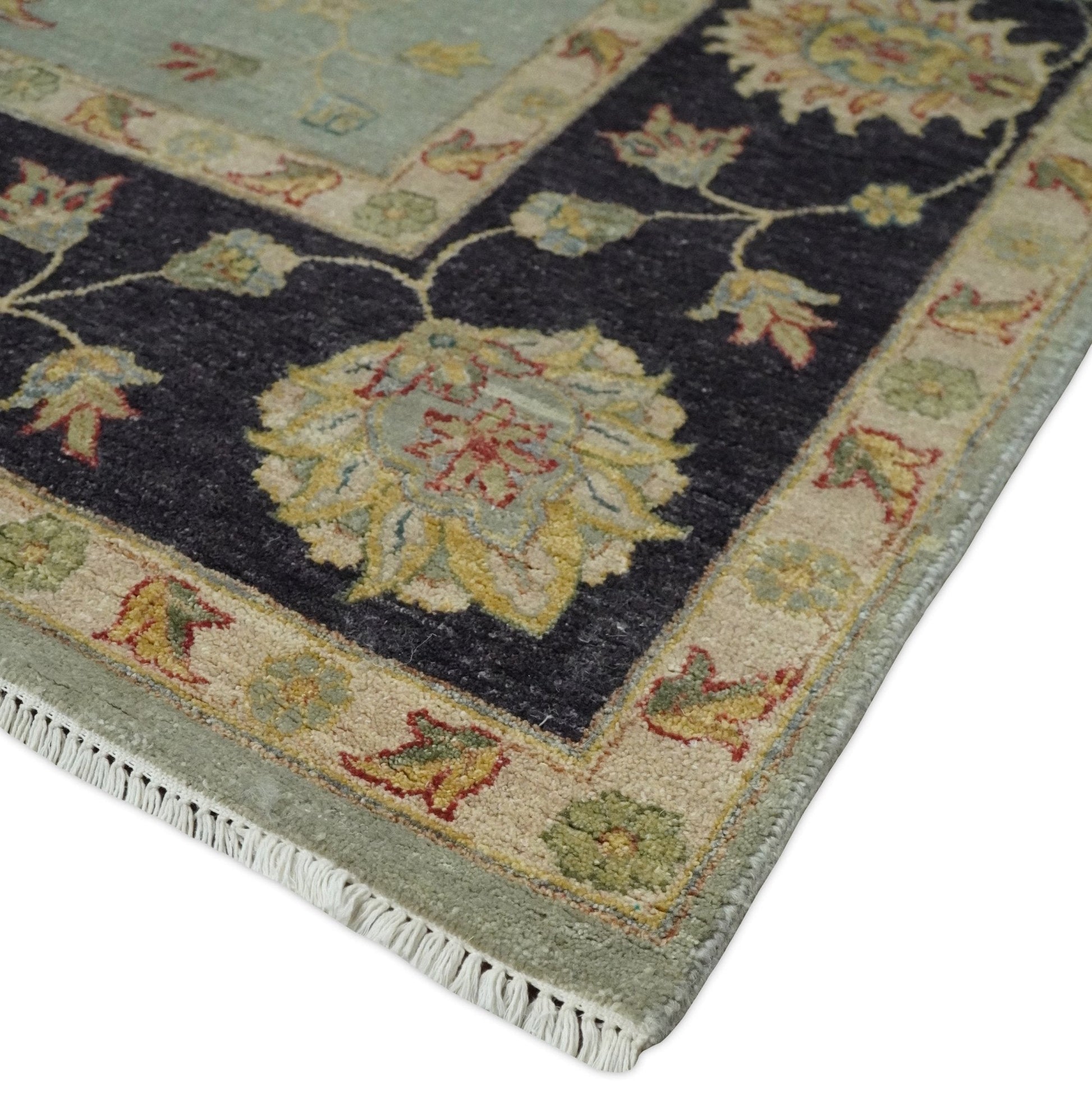 8x10 Fine Hand Knotted Silver and Black Antique Traditional Vintage Persian Wool Rug