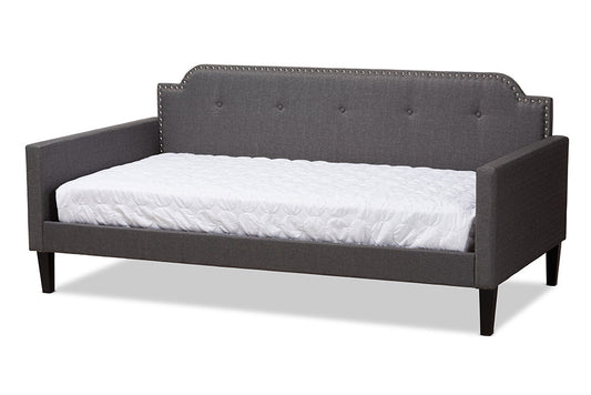 Baxton Studio Packer Modern and Contemporary Grey Fabric Upholstered Twin Size Sofa Daybed