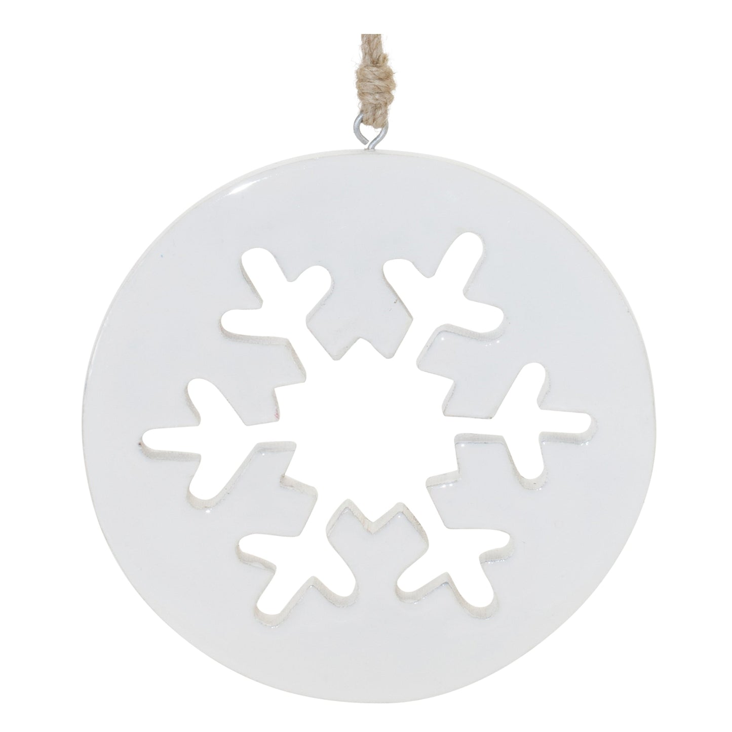 White Wood Snowflake Cut-Out Ornament (Set of 12)