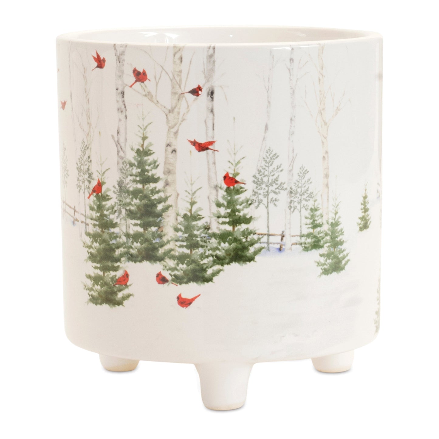 Winter Cardinal Forest Planter (Set of 2)