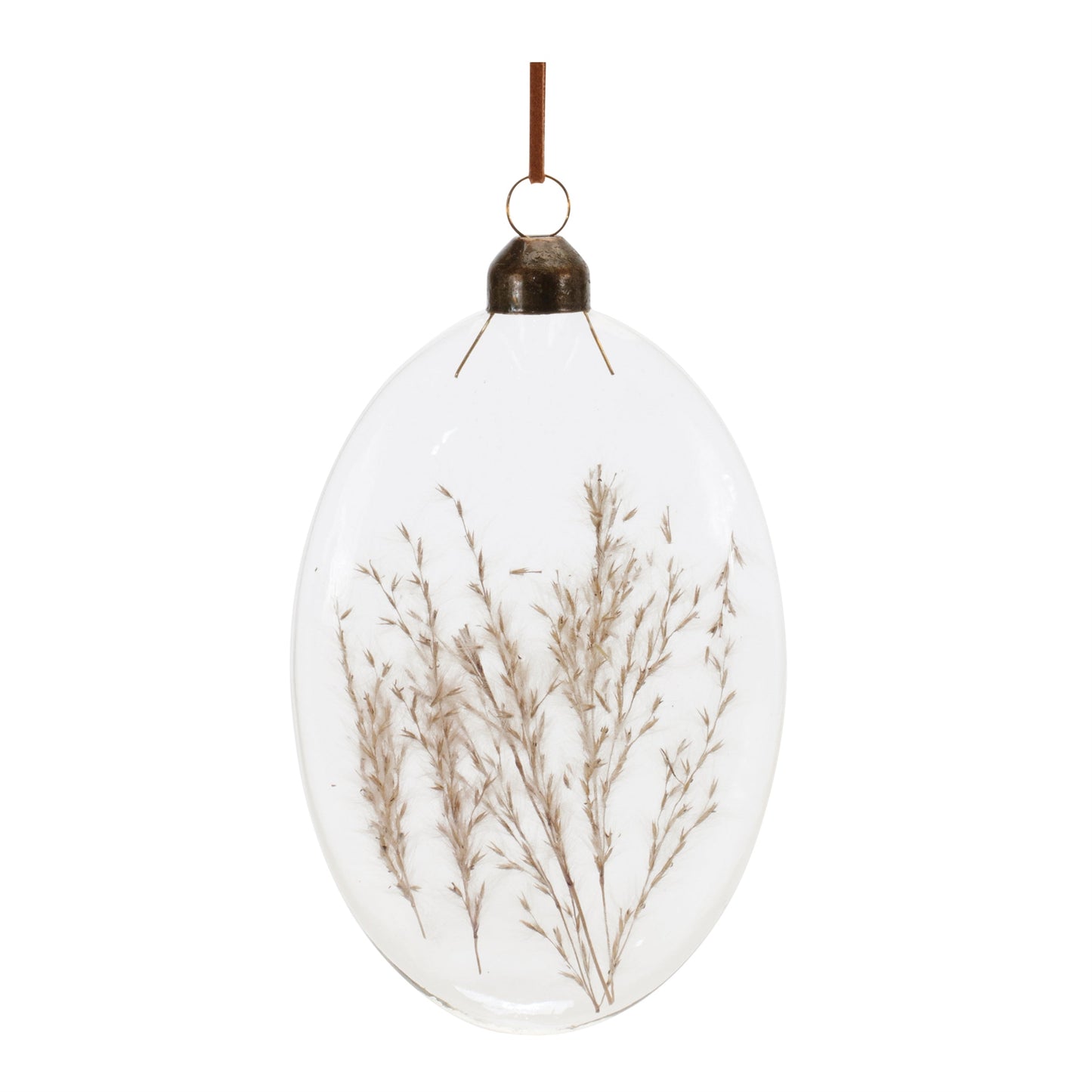 Burgandy Dried Floral Glass Ornament (Set of 12)