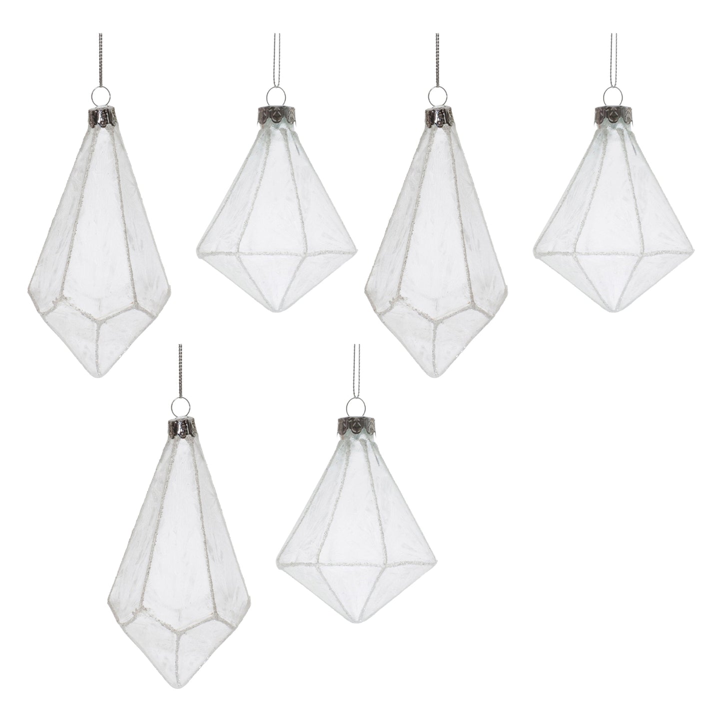 Frosted Glass Drop Ornament (Set of 6)