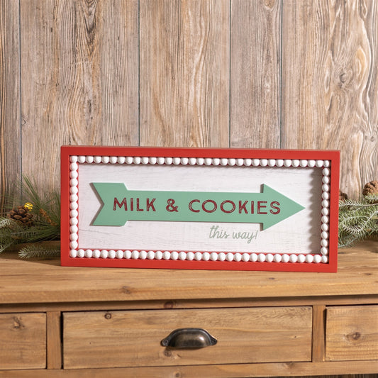 Framed Milk and Cookies Wall Sign 19.5"L
