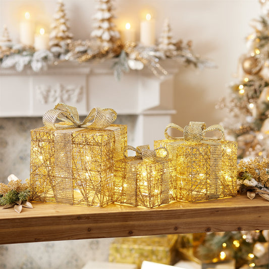 LED Wrapped Presents Display (Set of 3)