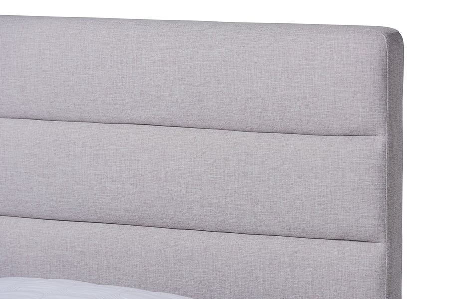 Baxton Studio Erlend Mid-Century Modern Greyish Beige Fabric Upholstered Queen Size Platform Bed