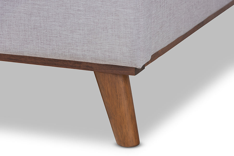 Baxton Studio Erlend Mid-Century Modern Greyish Beige Fabric Upholstered King Size Platform Bed