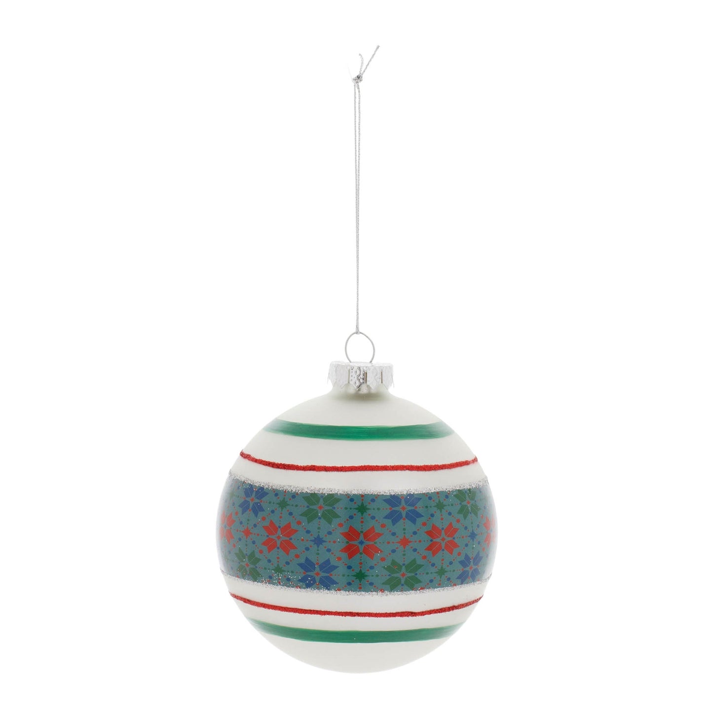 Stripe Patterened Glass Ball Ornament (Set of 6)