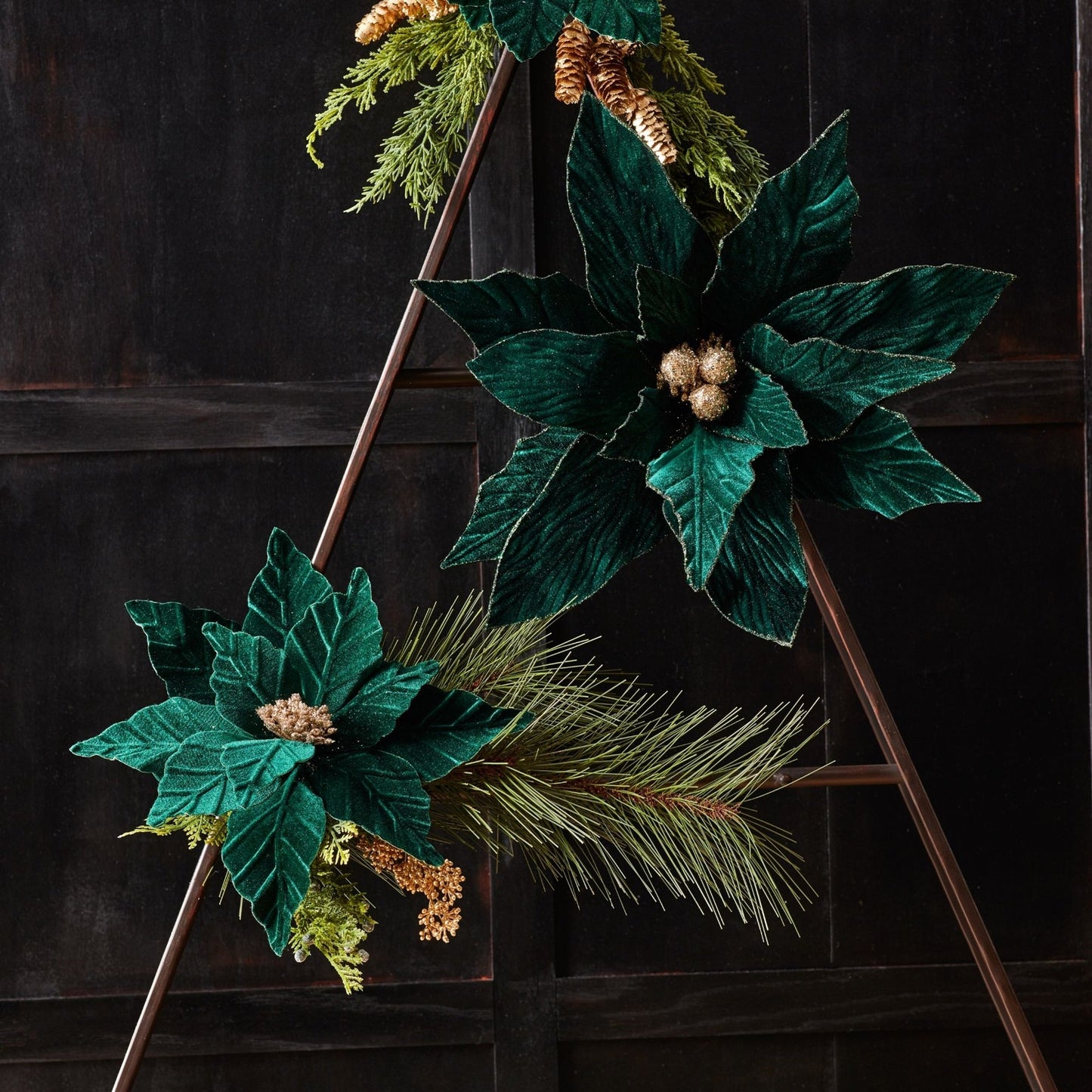 Forest Green Poinsettia Stem (Set of 6)