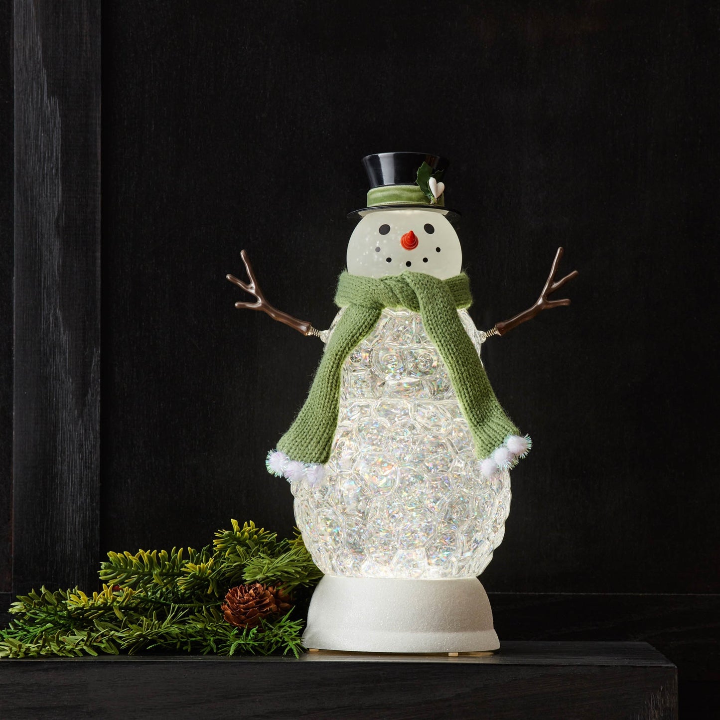 LED Snowman Snow Globe 11"H