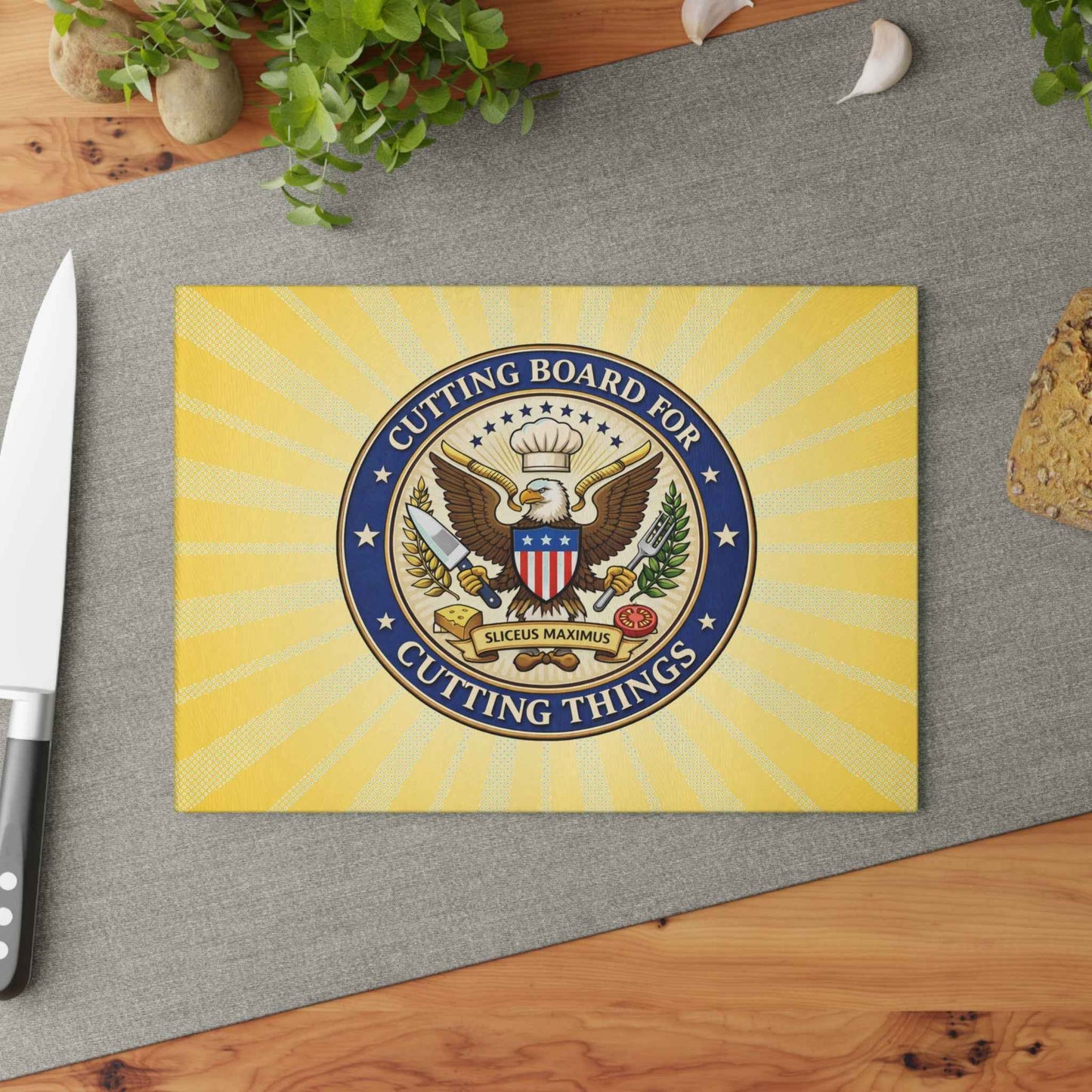 “Cutting Board for Cutting Things” Glass Board — Sliceus Maximus Edition