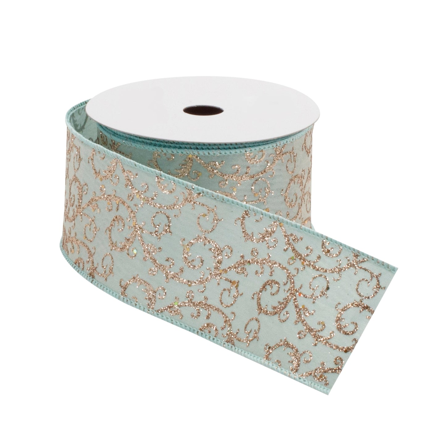 Orante Green and Gold Glitter Wired Ribbon 4" x 10 yds.