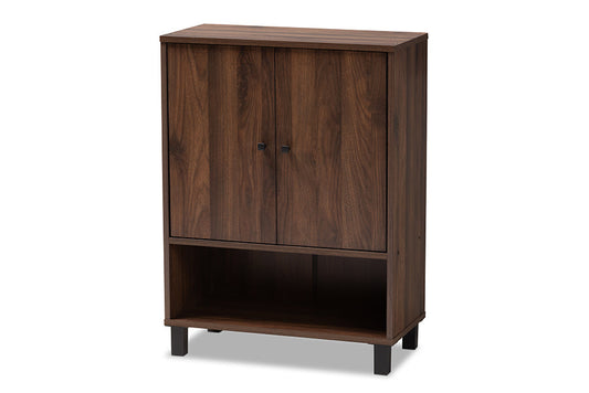 Baxton Studio Rossin Modern and Contemporary Walnut Brown Finished 2-Door Wood Entryway Shoe Storage Cabinet