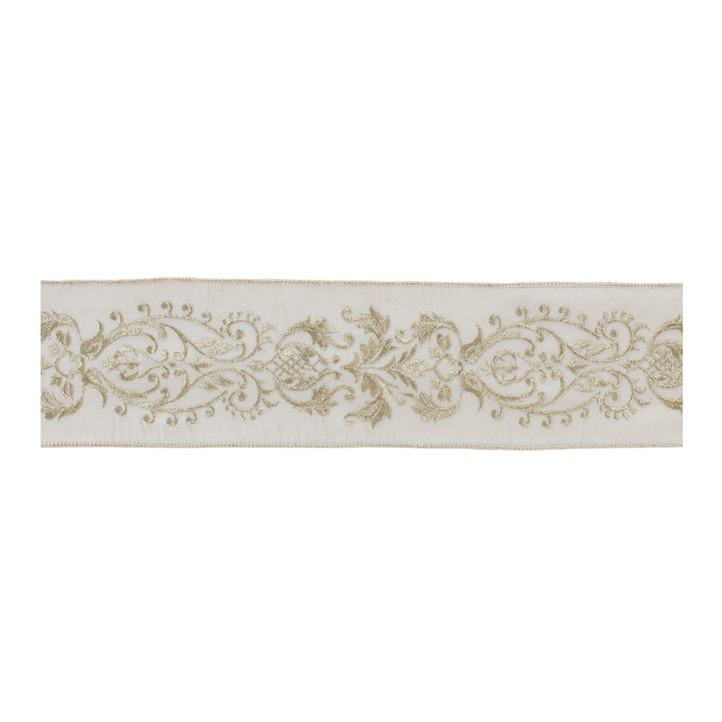 Ornate White Ribbon 4" x 5 Yds.