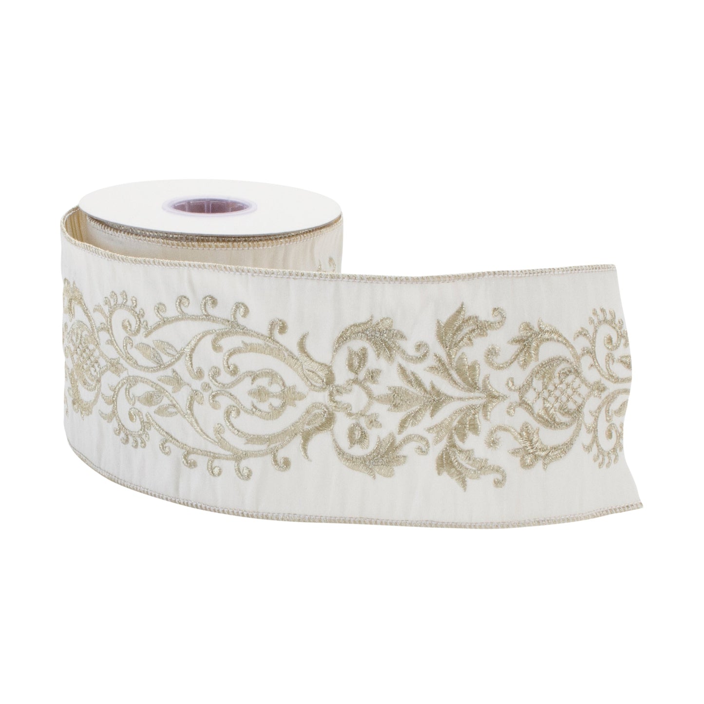 Ornate White Ribbon 4" x 5 Yds.