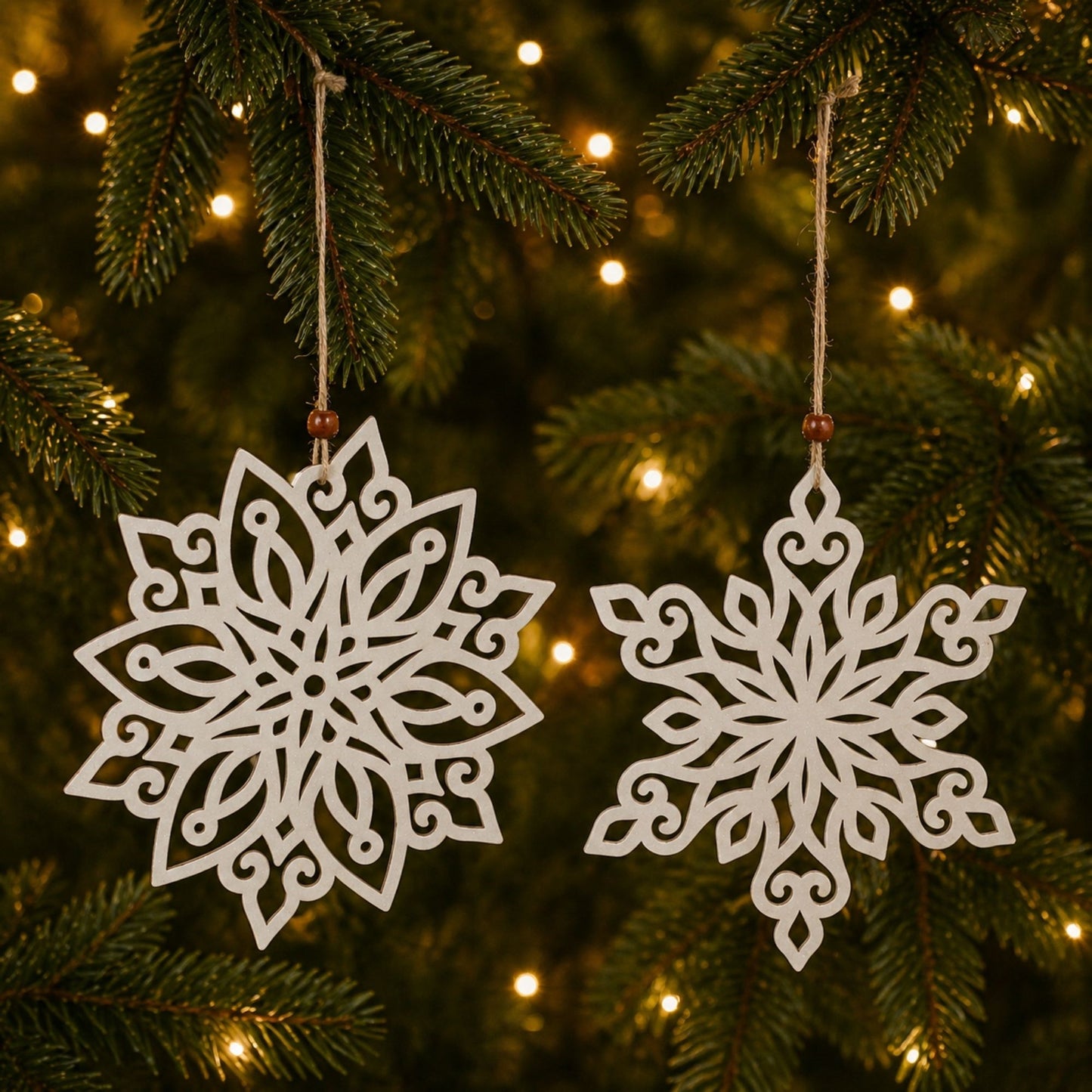 Wood Cut-Out Snowflake Ornament (Set of 24)