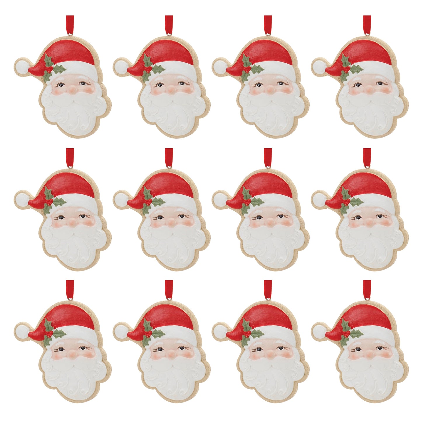Frosted Santa Cookie Ornament (Set of 12)