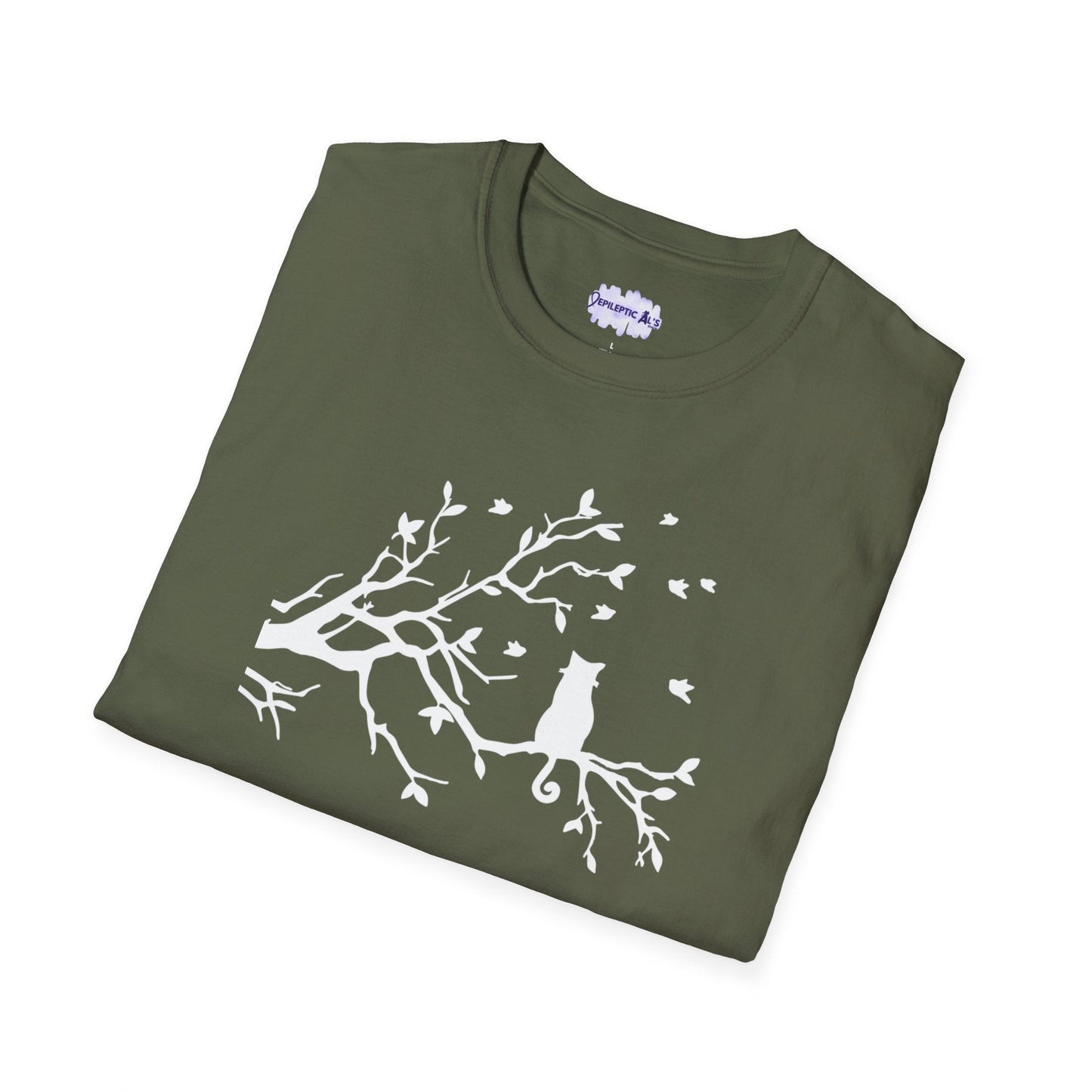 Quiet Cat Windy Branch Tee | Minimalist Cat Silhouette Shirt