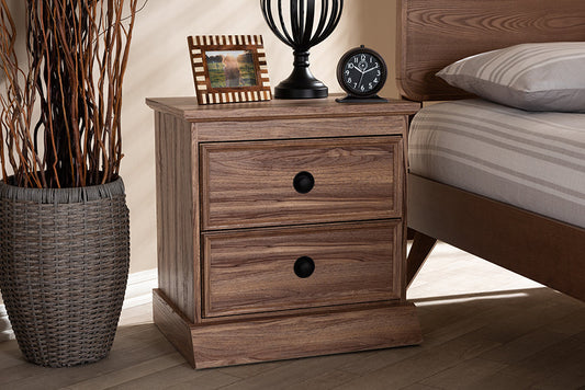 Baxton Studio Ryker Modern and Contemporary Oak Finished 2-Drawer Wood Nightstand