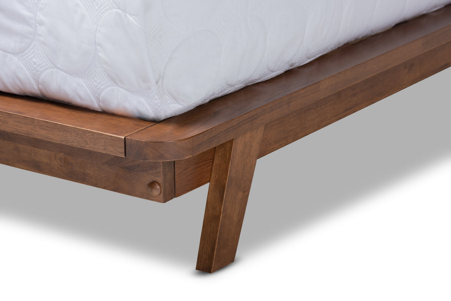 Baxton Studio Sante Mid-Century Modern Grey Fabric Upholstered Wood Queen Size Platform Bed