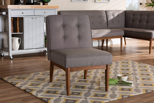 Baxton Studio Arvid Mid-Century Modern Gray Fabric Upholstered Wood Dining Chair