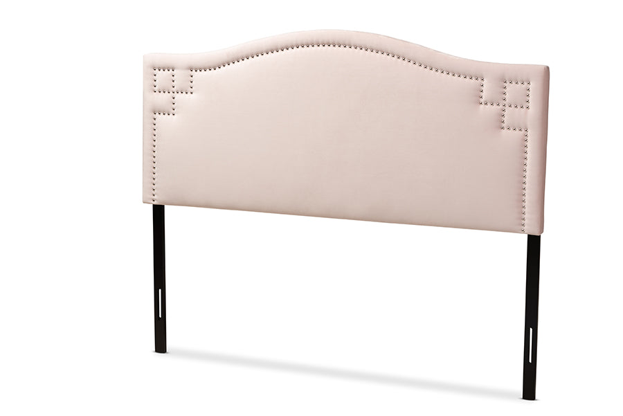 Baxton Studio Aubrey Modern and Contemporary Light Pink Velvet Fabric Upholstered Full Size Headboard