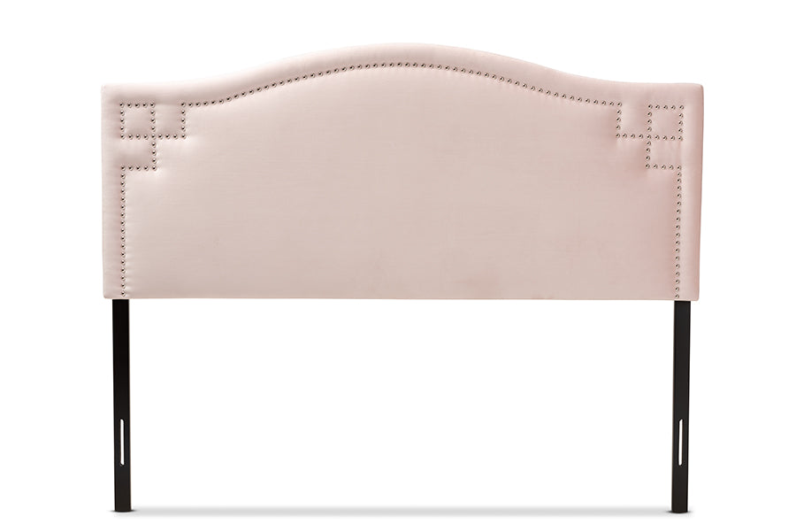 Baxton Studio Aubrey Modern and Contemporary Light Pink Velvet Fabric Upholstered Queen Size Headboard
