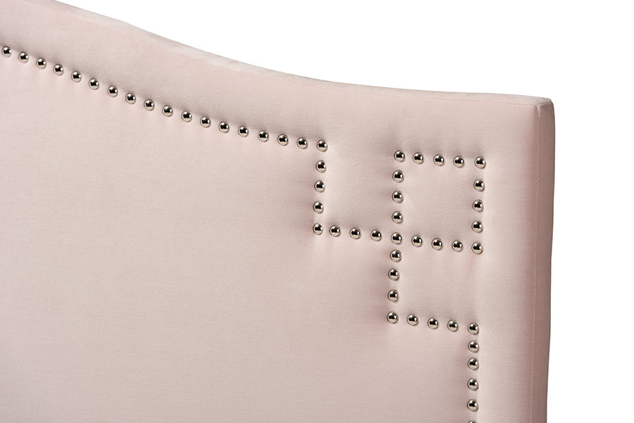 Baxton Studio Aubrey Modern and Contemporary Light Pink Velvet Fabric Upholstered King Size Headboard