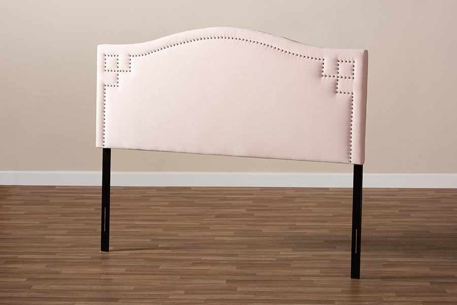 Baxton Studio Aubrey Modern and Contemporary Light Pink Velvet Fabric Upholstered King Size Headboard