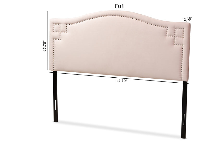 Baxton Studio Aubrey Modern and Contemporary Light Pink Velvet Fabric Upholstered Queen Size Headboard