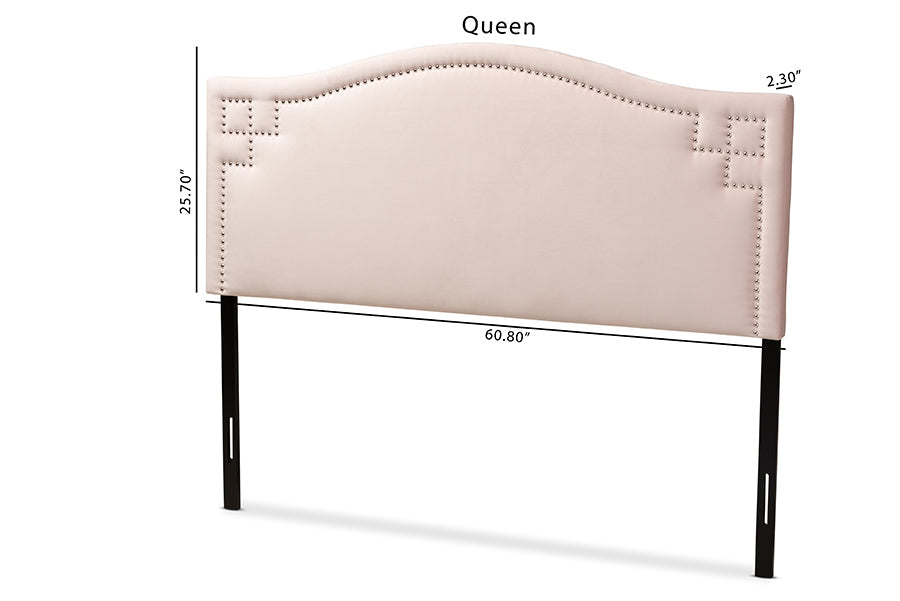 Baxton Studio Aubrey Modern and Contemporary Light Pink Velvet Fabric Upholstered King Size Headboard