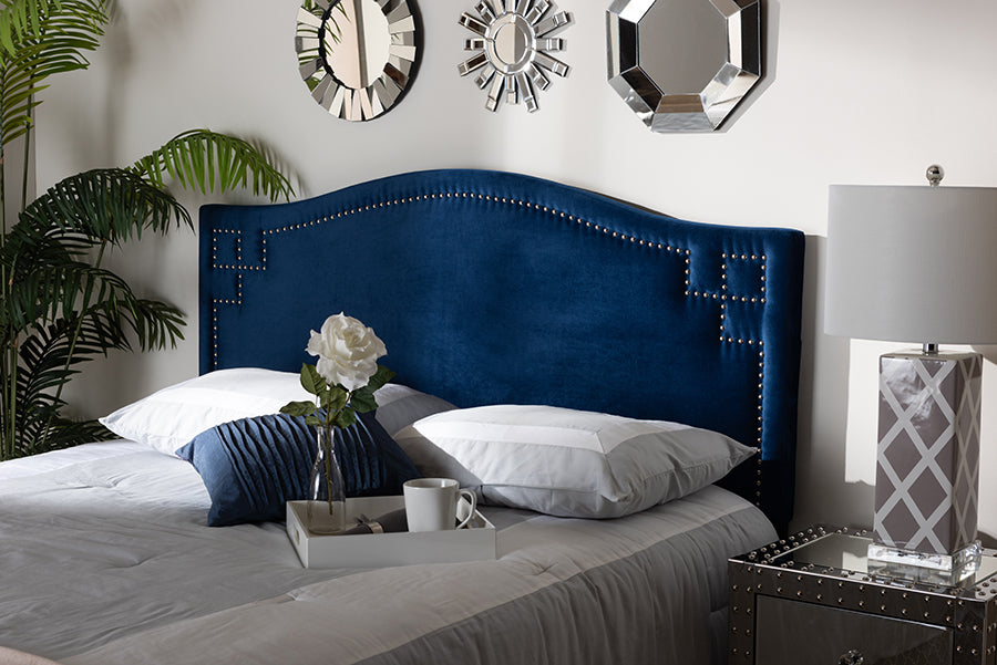 Baxton Studio Aubrey Modern and Contemporary Royal Blue Velvet Fabric Upholstered King Size Headboard