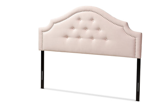 Baxton Studio Cora Modern and Contemporary Light Pink Velvet Fabric Upholstered Full Size Headboard